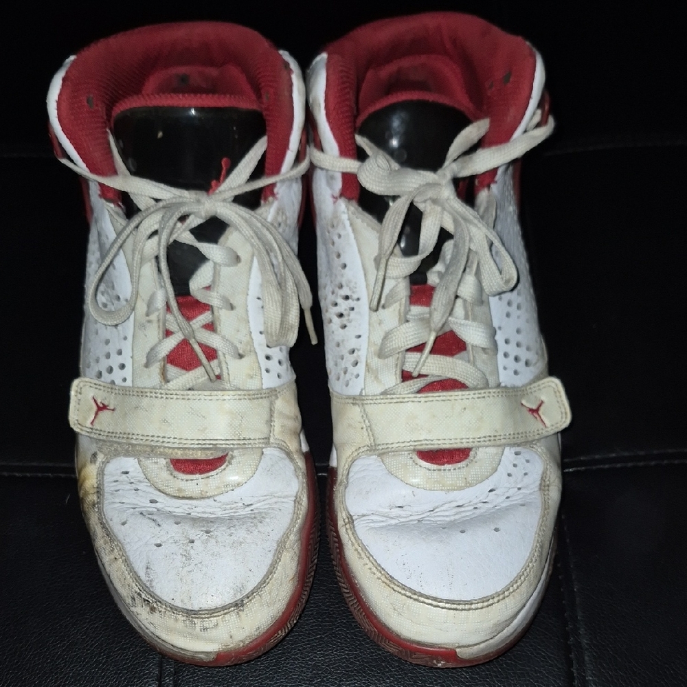 Jordan Red and White High-Top Sneakers
